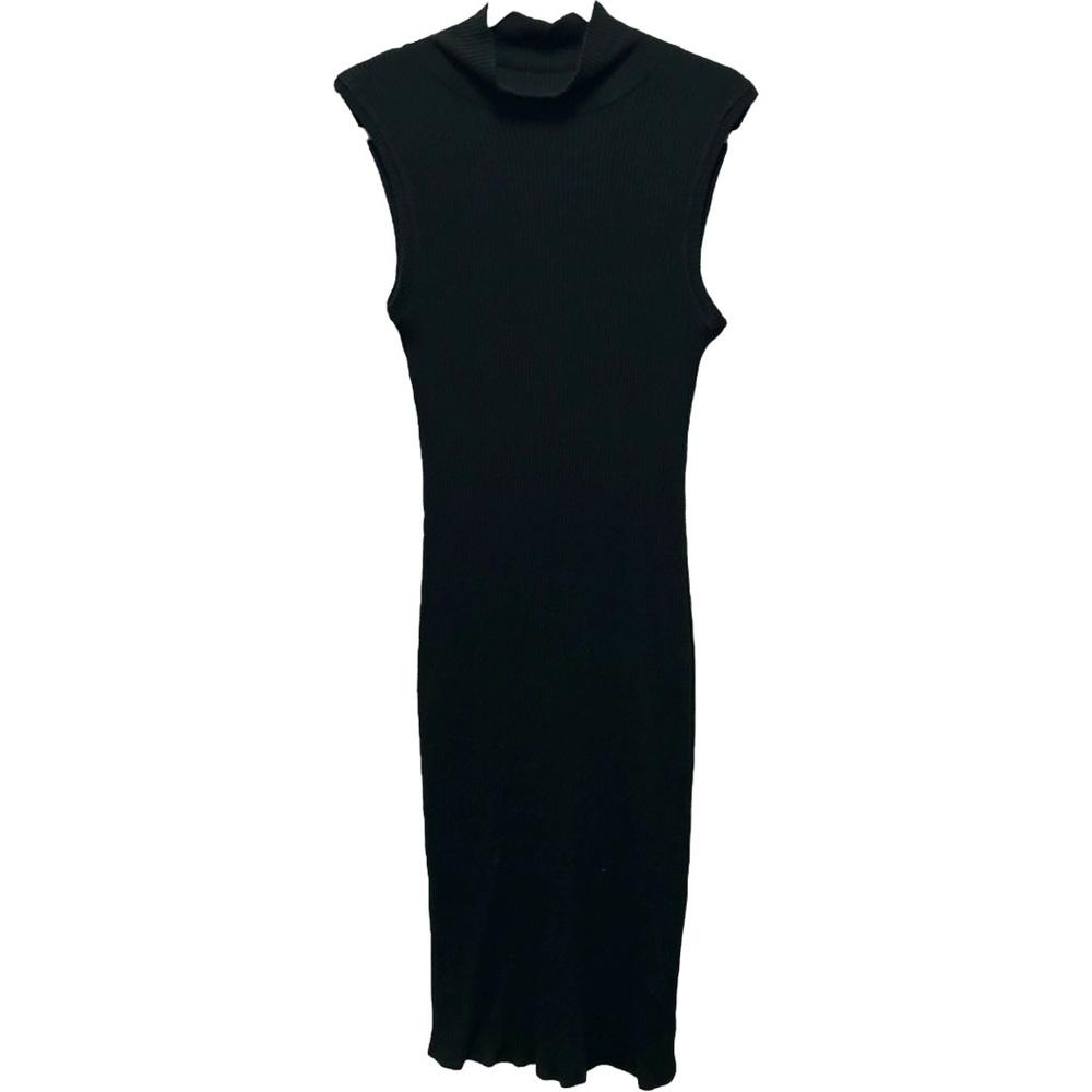 Bordeaux Women’s Sleeveless Mock Neck Ribbed Maxi Bodycon Dress Sz M